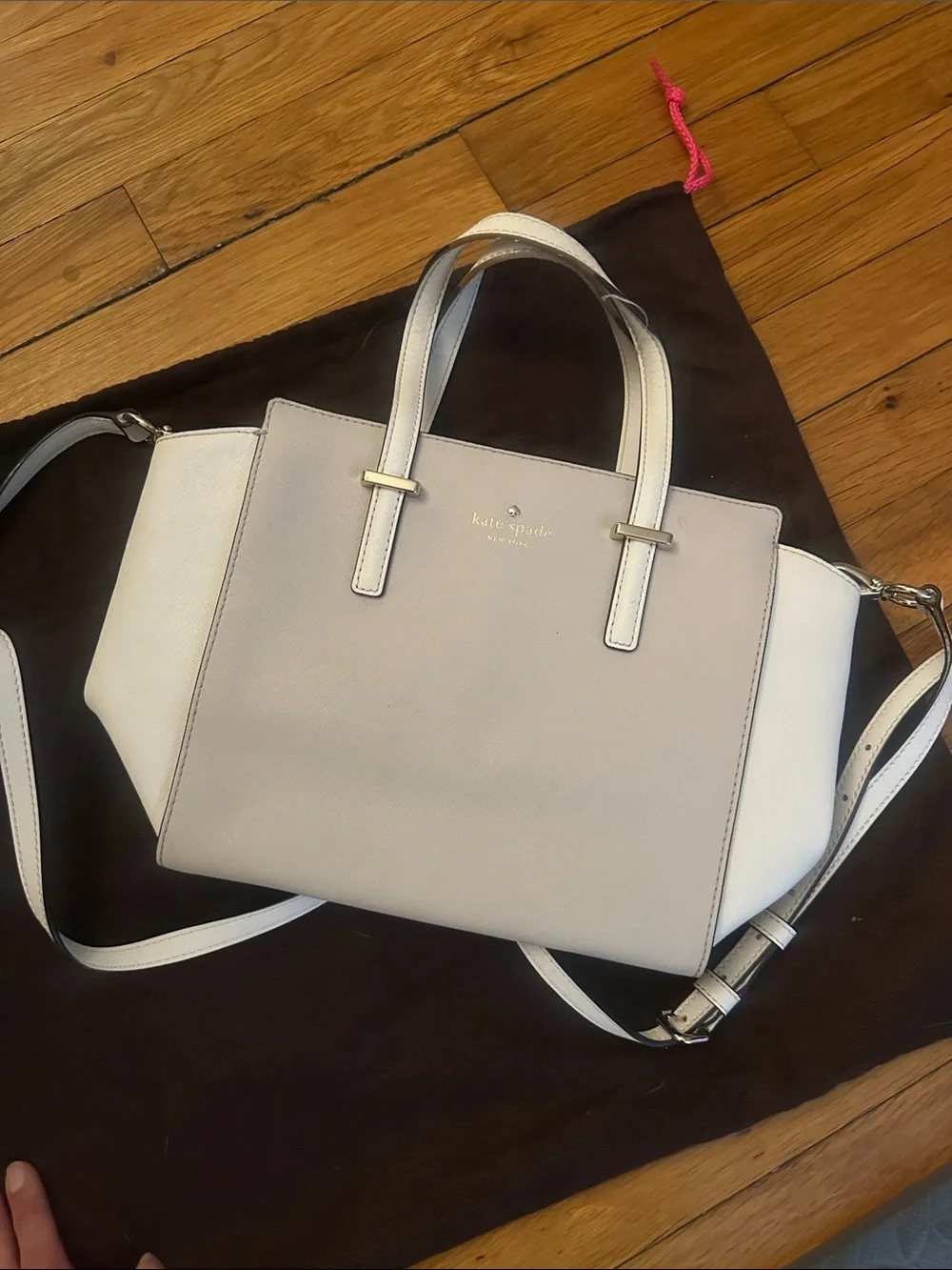 kate spade light gray saffiano leather tote
